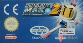 Top of cartridge artwork for Bomberman Max 2: Blue Advance on the Nintendo Game Boy Advance.
