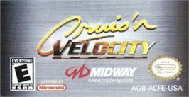 Top of cartridge artwork for Cruis'n Velocity on the Nintendo Game Boy Advance.