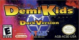 Top of cartridge artwork for DemiKids: Dark Version on the Nintendo Game Boy Advance.
