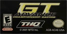 Top of cartridge artwork for GT Advance Championship Racing on the Nintendo Game Boy Advance.