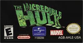 Top of cartridge artwork for Incredible Hulk on the Nintendo Game Boy Advance.