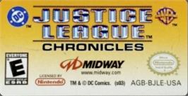Top of cartridge artwork for Justice League: Chronicles on the Nintendo Game Boy Advance.