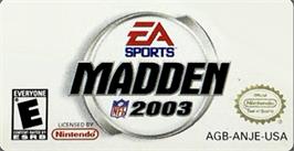Top of cartridge artwork for Madden NFL 2003 on the Nintendo Game Boy Advance.