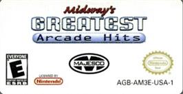 Top of cartridge artwork for Midway's Greatest Arcade Hits on the Nintendo Game Boy Advance.