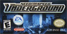 Top of cartridge artwork for Need for Speed Underground on the Nintendo Game Boy Advance.