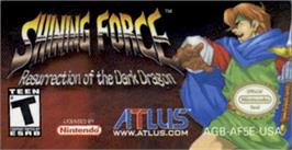 Top of cartridge artwork for Shining Force: Resurrection of the Dark Dragon on the Nintendo Game Boy Advance.