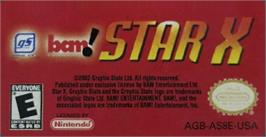 Top of cartridge artwork for Star X on the Nintendo Game Boy Advance.