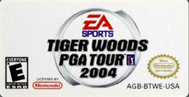Top of cartridge artwork for Tiger Woods PGA Tour 2004 on the Nintendo Game Boy Advance.