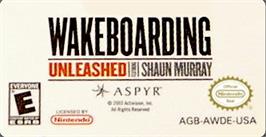 Top of cartridge artwork for Wakeboarding Unleashed featuring Shaun Murray on the Nintendo Game Boy Advance.