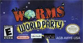 Top of cartridge artwork for Worms World Party on the Nintendo Game Boy Advance.