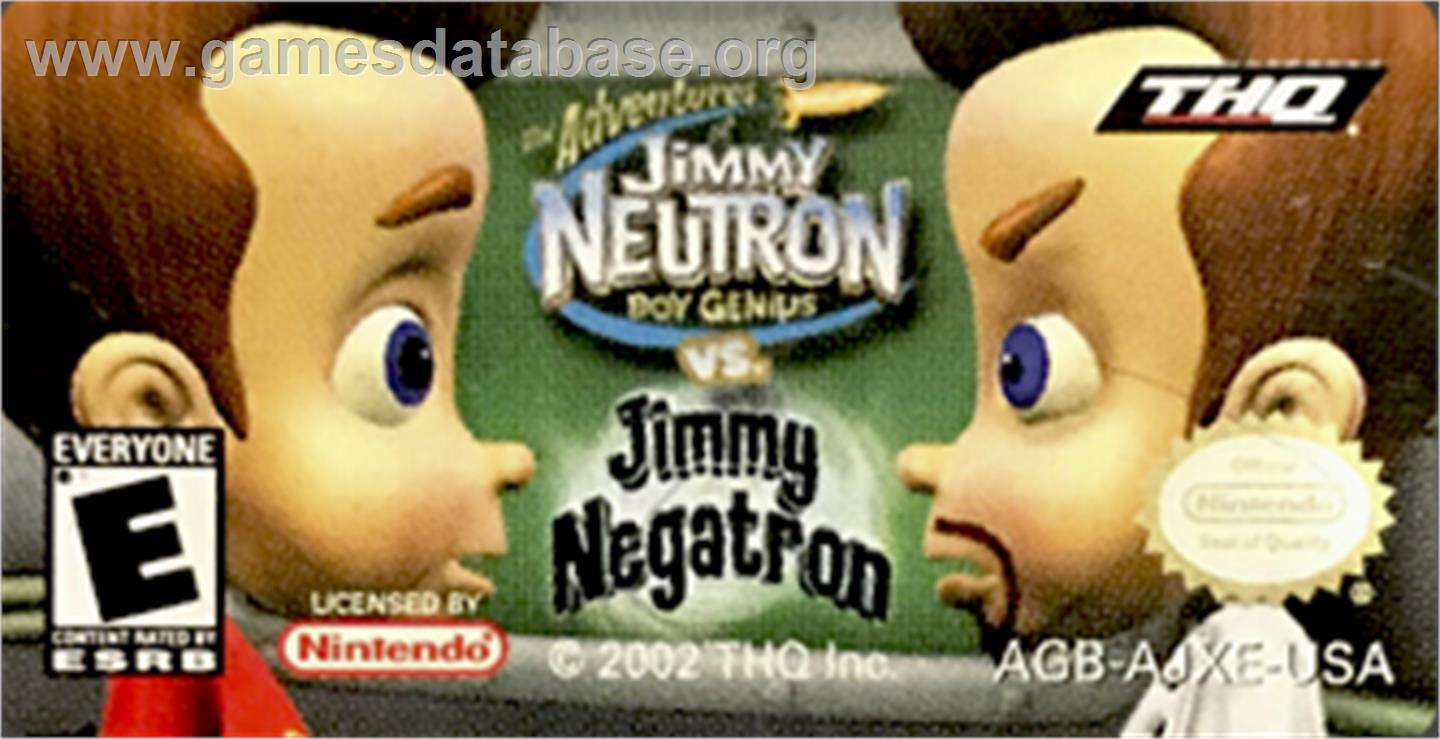 Adventures of Jimmy Neutron: Boy Genius - Jimmy Neutron Vs. Jimmy Negatron - Nintendo Game Boy Advance - Artwork - Cartridge Top