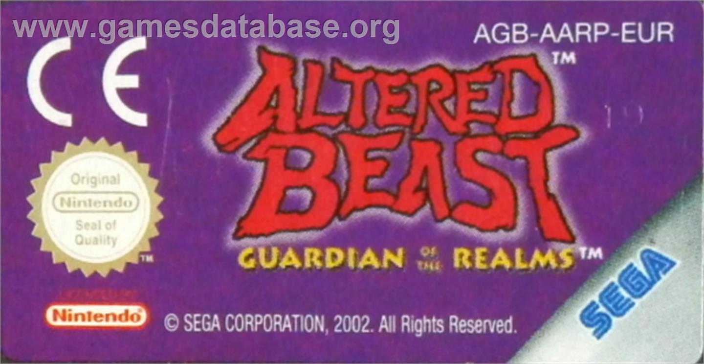 Altered Beast: Guardian of the Realms - Nintendo Game Boy Advance - Artwork - Cartridge Top