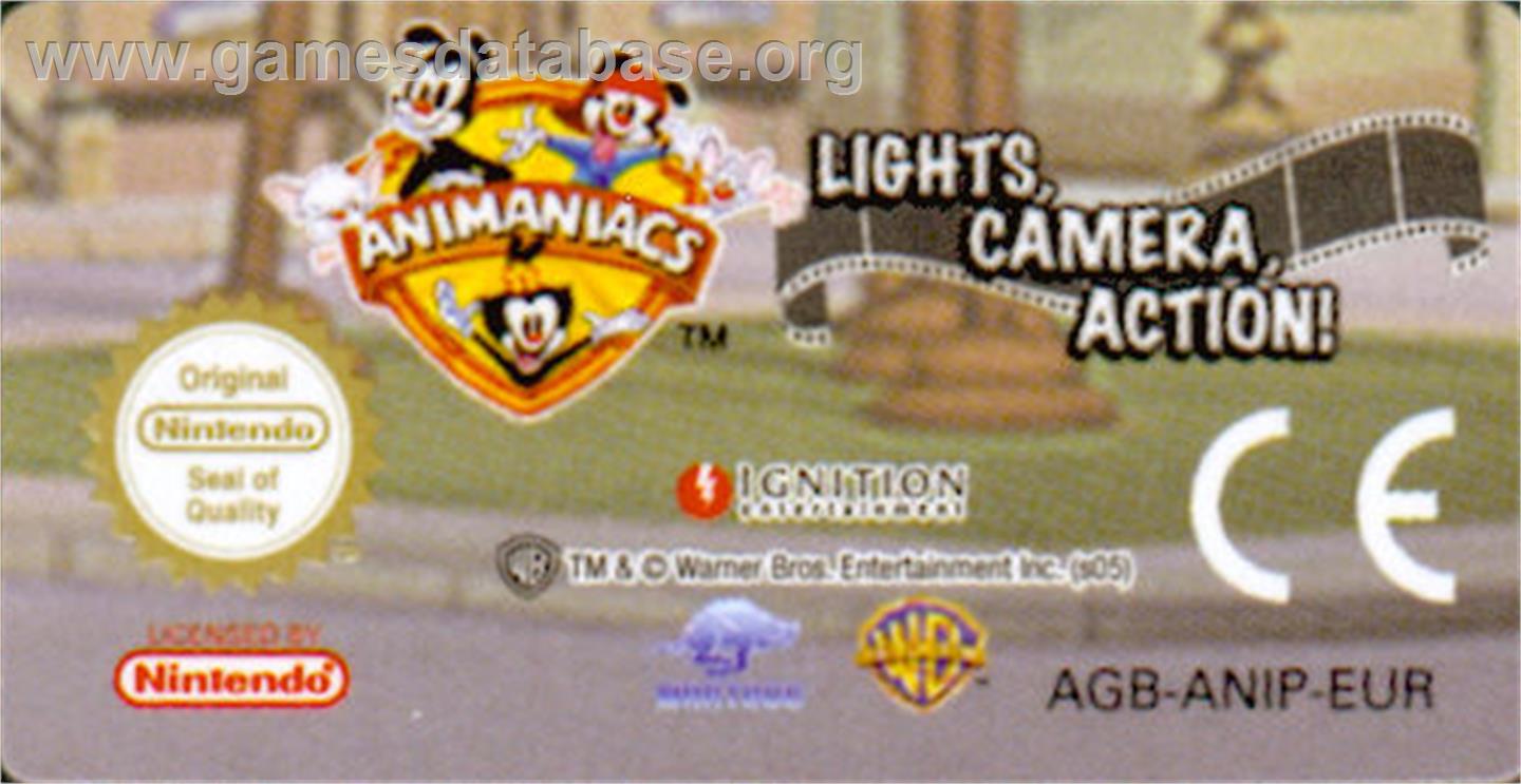 Animaniacs: Lights, Camera, Action - Nintendo Game Boy Advance - Artwork - Cartridge Top