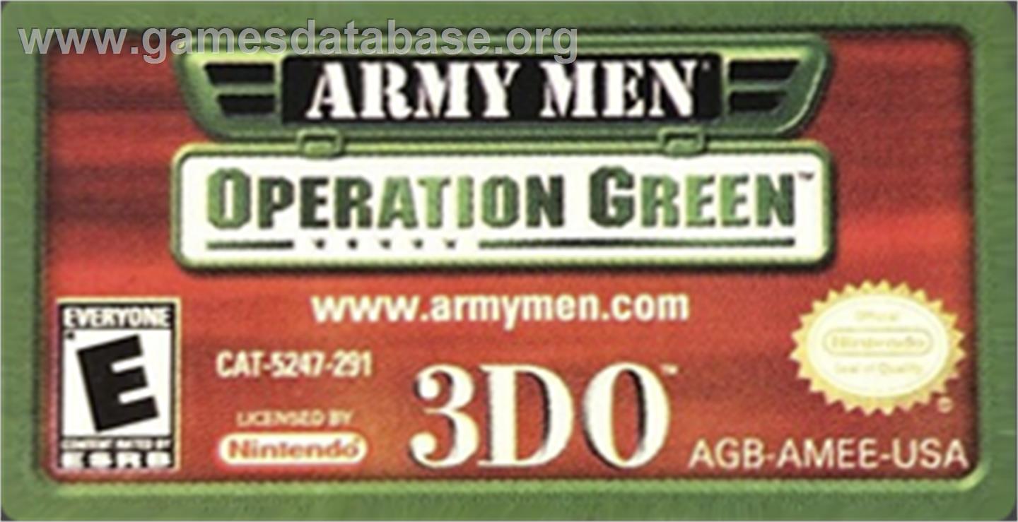 Army Men: Operation Green - Nintendo Game Boy Advance - Artwork - Cartridge Top