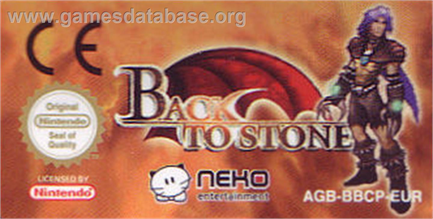 Back to Stone - Nintendo Game Boy Advance - Artwork - Cartridge Top