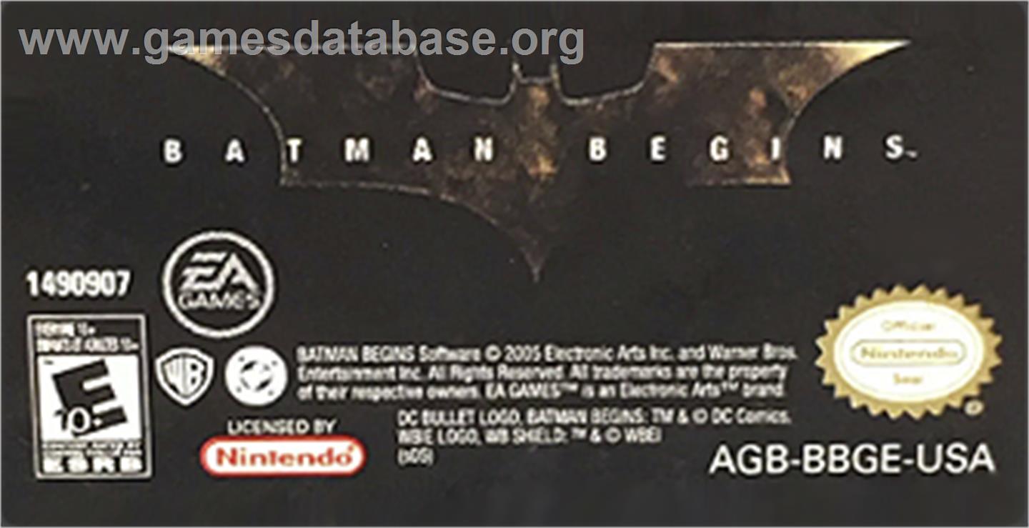 Batman Begins - Nintendo Game Boy Advance - Artwork - Cartridge Top