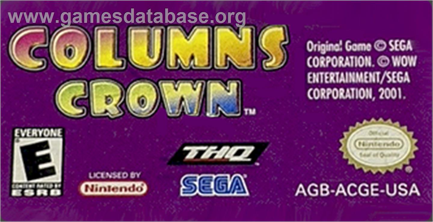 Columns Crown - Nintendo Game Boy Advance - Artwork - Cartridge Top