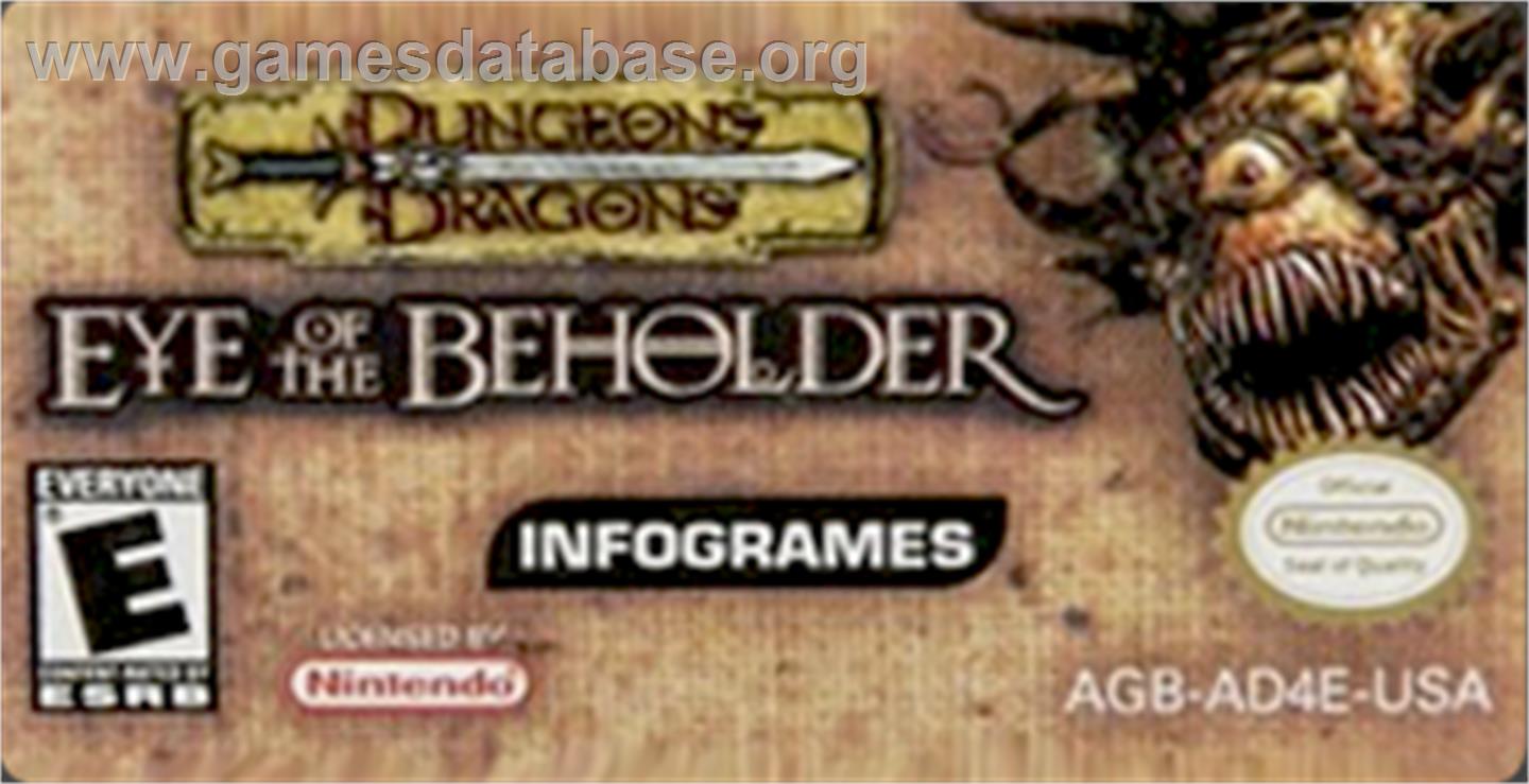 Dungeons & Dragons: Eye of the Beholder - Nintendo Game Boy Advance - Artwork - Cartridge Top