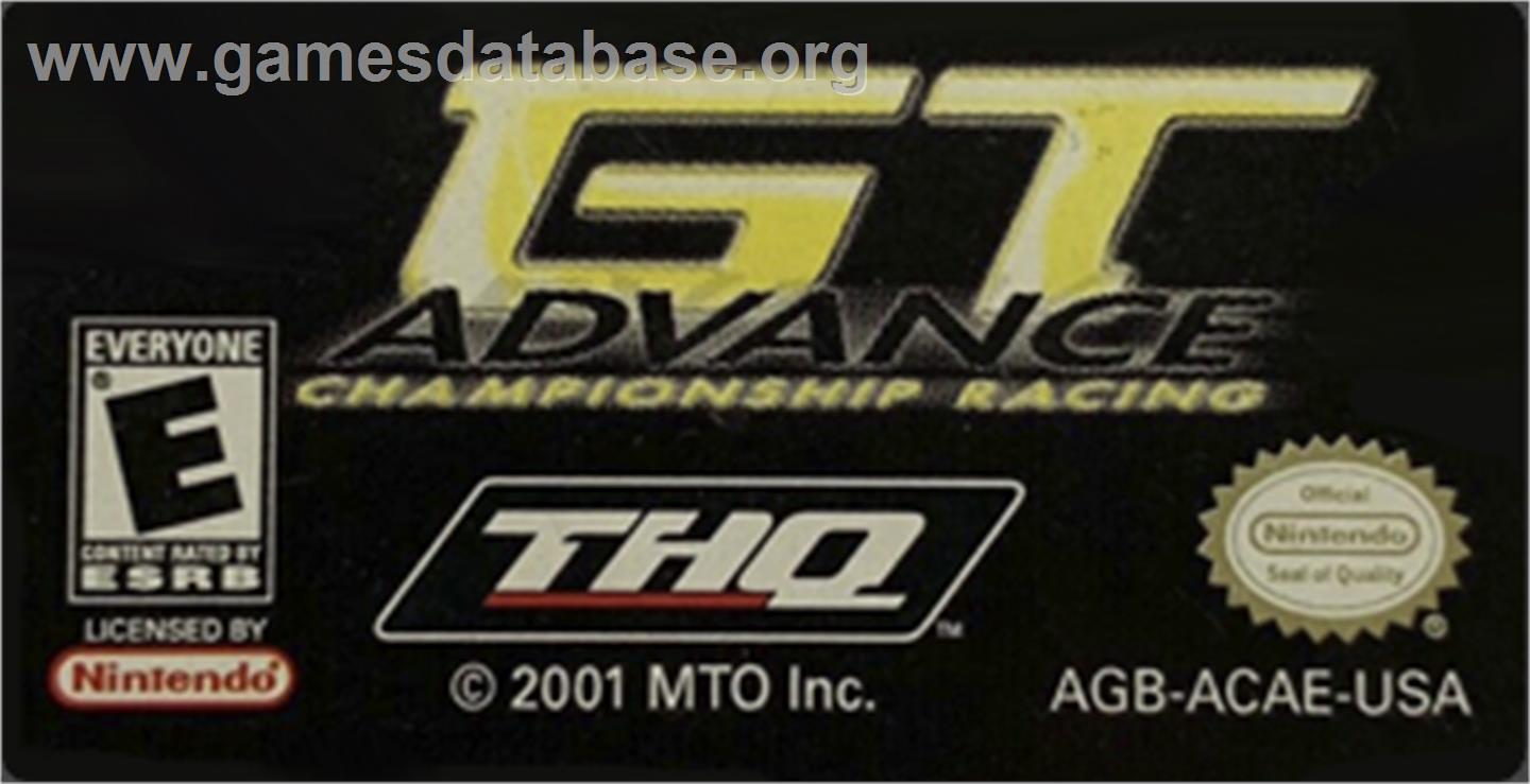 GT Advance Championship Racing - Nintendo Game Boy Advance - Artwork - Cartridge Top