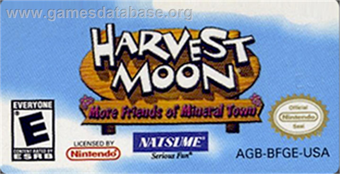Harvest Moon: More Friends of Mineral Town - Nintendo Game Boy Advance - Artwork - Cartridge Top