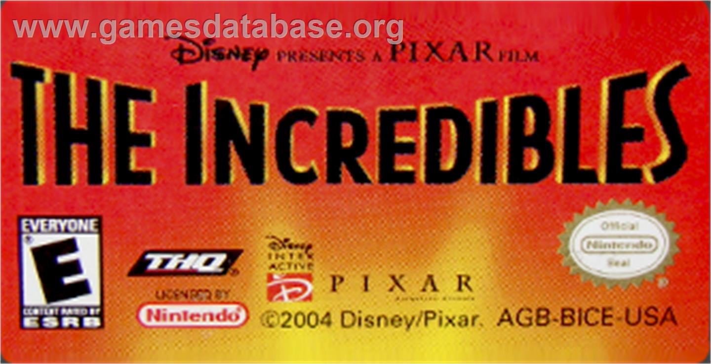 Incredibles - Nintendo Game Boy Advance - Artwork - Cartridge Top