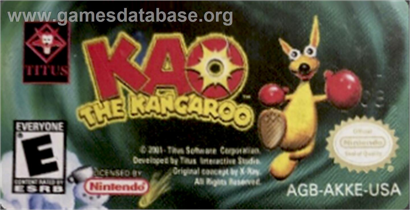Kao the Kangaroo - Nintendo Game Boy Advance - Artwork - Cartridge Top