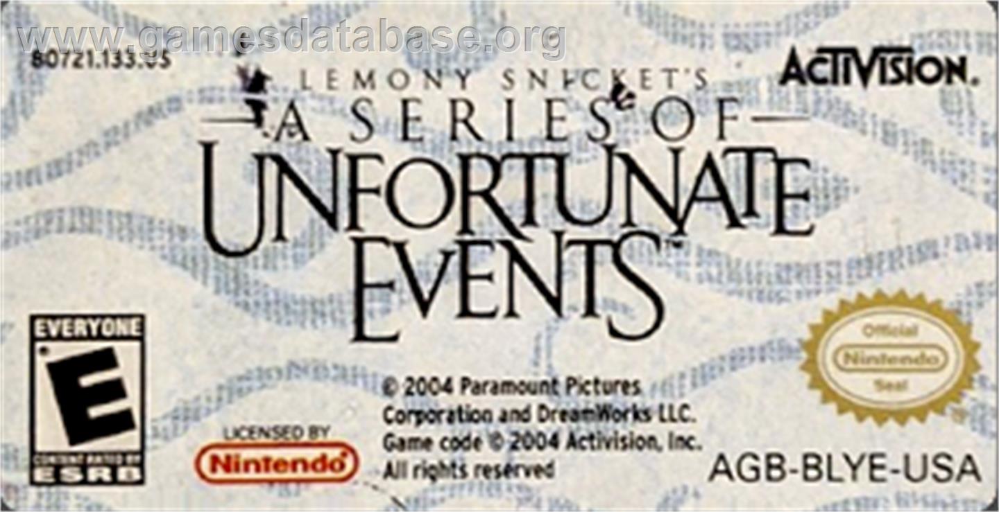 Lemony Snicket's A Series of Unfortunate Events - Nintendo Game Boy Advance - Artwork - Cartridge Top