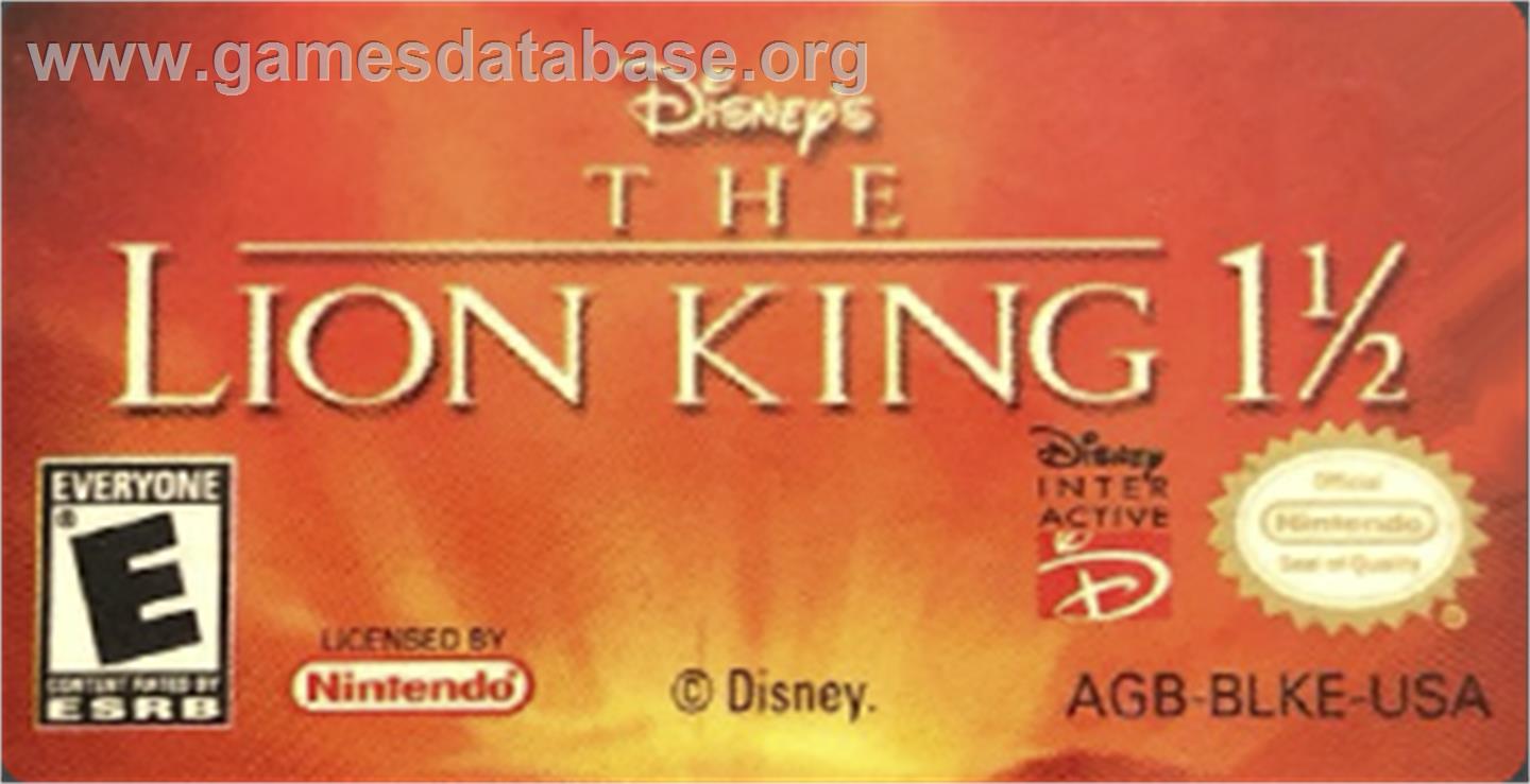 Lion King 1 ½ - Nintendo Game Boy Advance - Artwork - Cartridge Top
