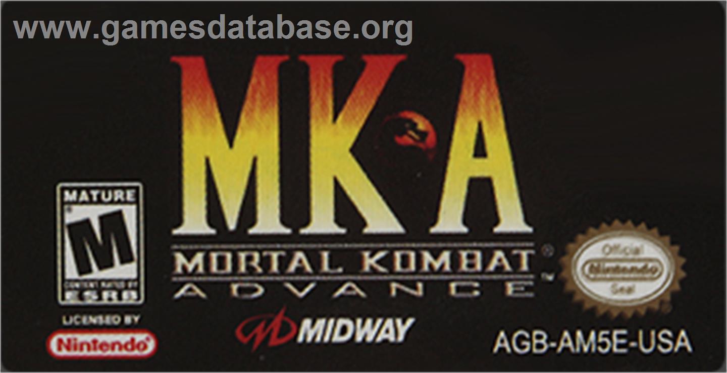 Mortal Kombat Advance - Nintendo Game Boy Advance - Artwork - Cartridge Top