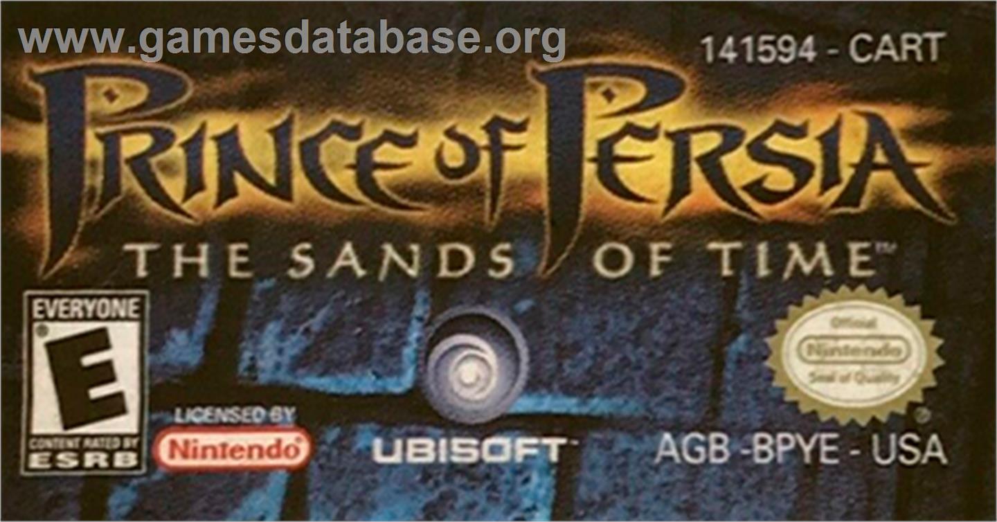 Prince of Persia: The Sands of Time - Nintendo Game Boy Advance - Artwork - Cartridge Top