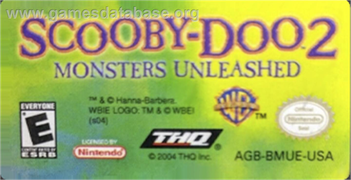 Scooby Doo 2: Monsters Unleashed - Nintendo Game Boy Advance - Artwork - Cartridge Top