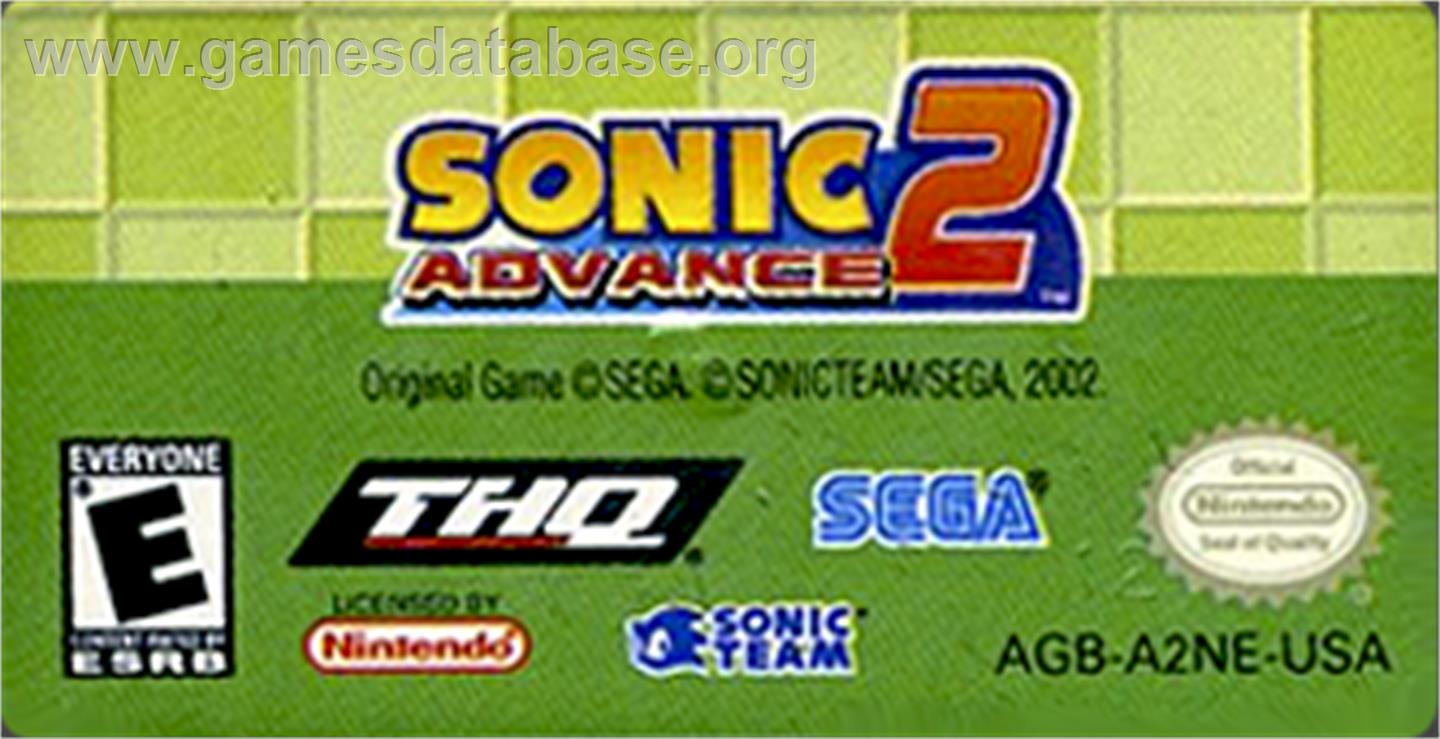 Sonic Advance 2 - Nintendo Game Boy Advance - Artwork - Cartridge Top