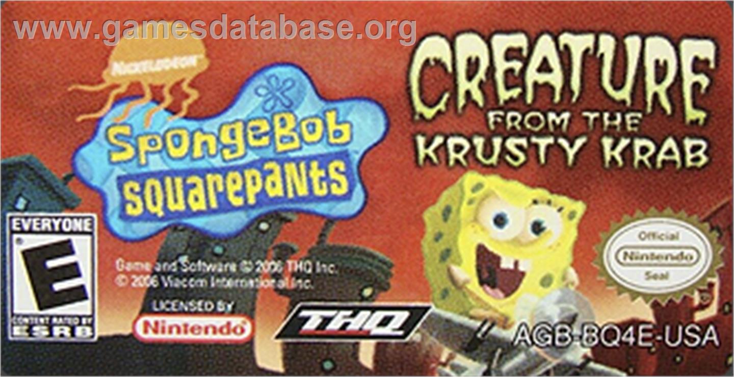 SpongeBob SquarePants: Creature from the Krusty Krab - Nintendo Game Boy Advance - Artwork - Cartridge Top