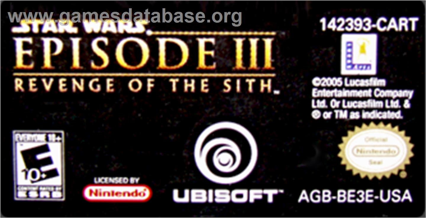 Star Wars: Episode III - Revenge of the Sith - Nintendo Game Boy Advance - Artwork - Cartridge Top