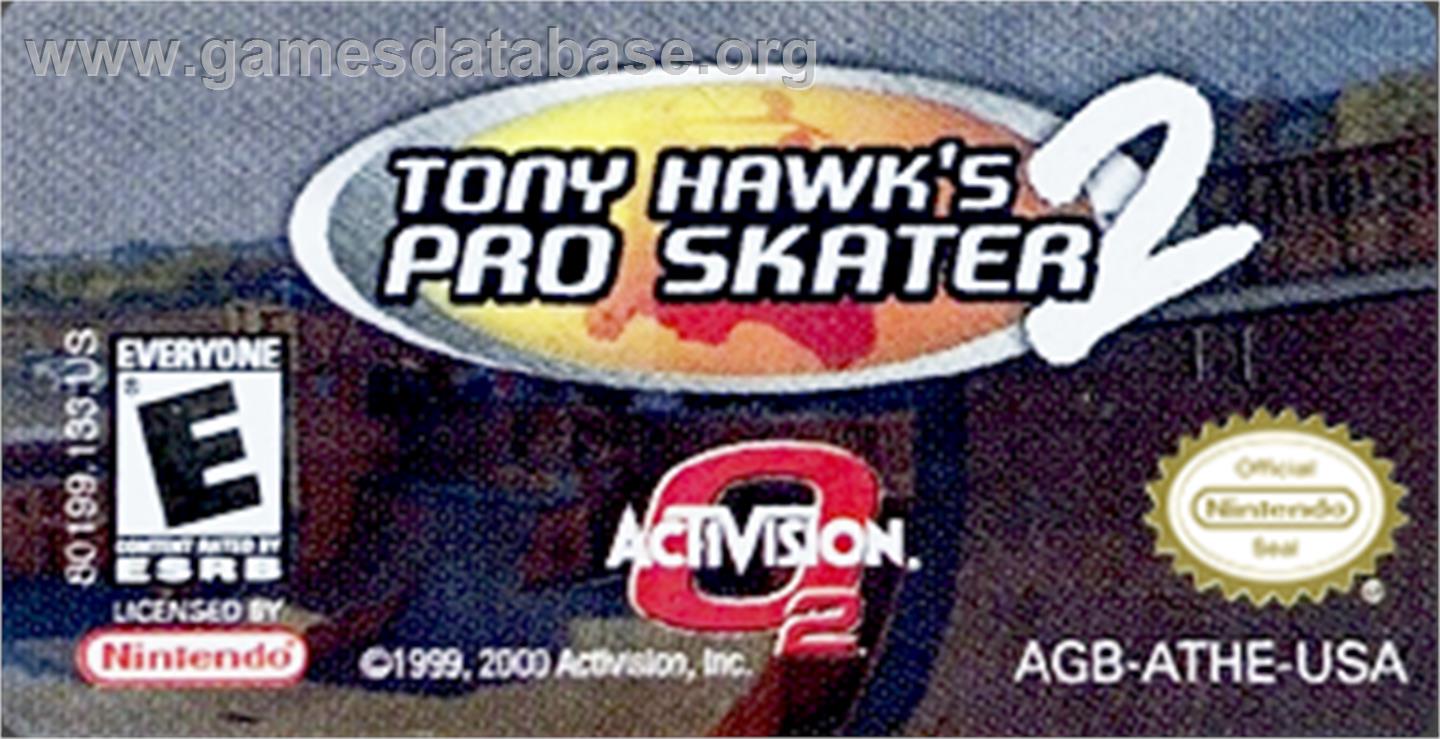 Tony Hawk's Pro Skater 2 - Nintendo Game Boy Advance - Artwork - Cartridge Top