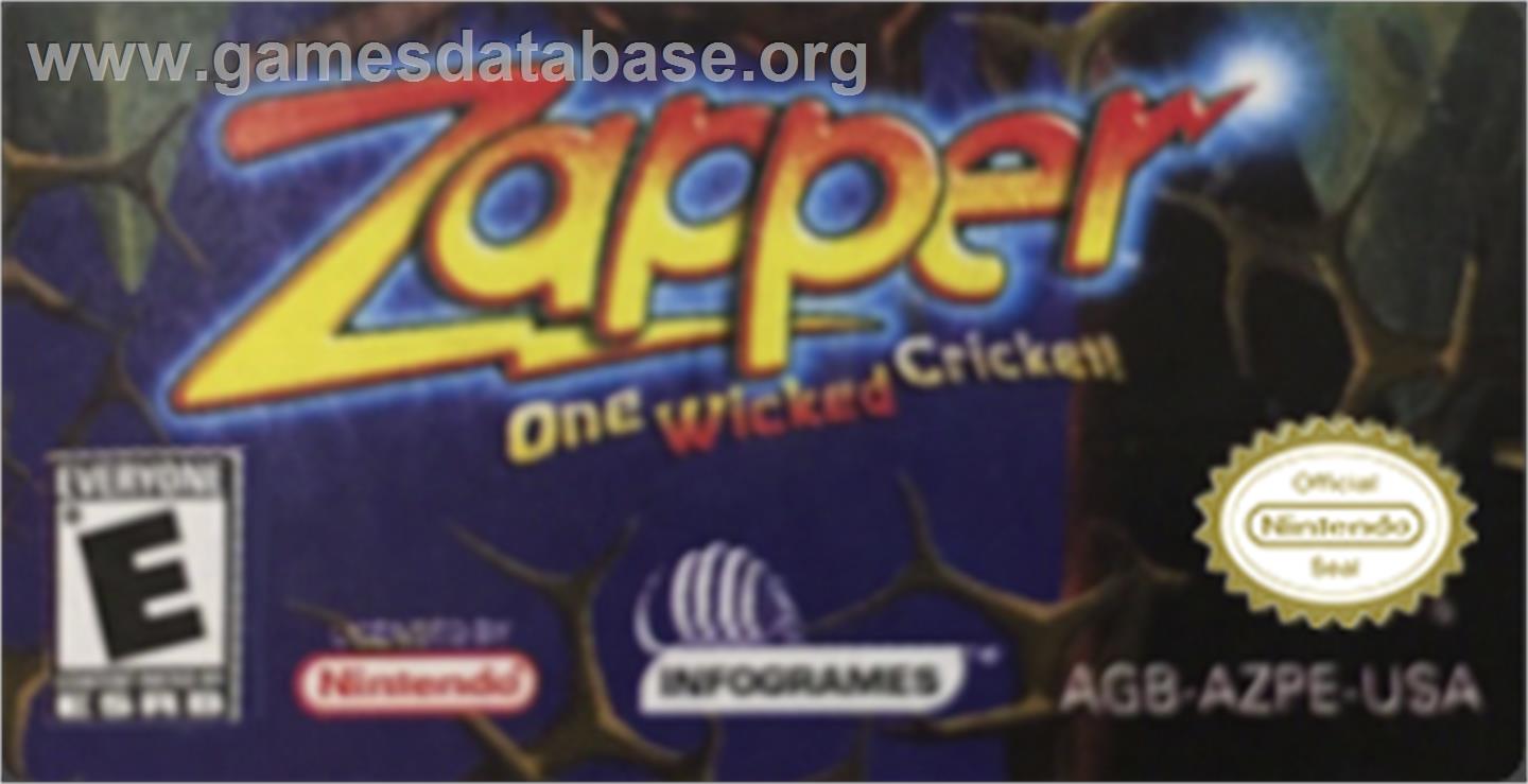Zapper: One Wicked Cricket - Nintendo Game Boy Advance - Artwork - Cartridge Top