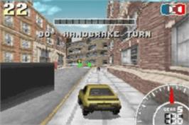 In game image of 2 in 1: V-Rally 3 & Stuntman on the Nintendo Game Boy Advance.