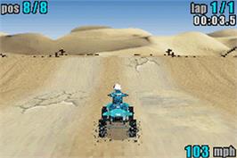 In game image of ATV: Quad Power Racing on the Nintendo Game Boy Advance.