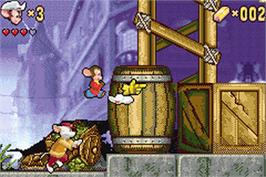 In game image of An American Tail: Fievel's Gold Rush on the Nintendo Game Boy Advance.