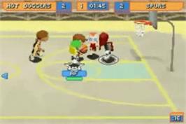 In game image of Backyard Basketball on the Nintendo Game Boy Advance.
