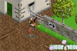 In game image of Barbie Horse Adventures: Blue Ribbon Race on the Nintendo Game Boy Advance.