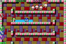 In game image of Bubble Bobble Old & New on the Nintendo Game Boy Advance.