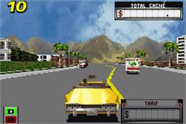 In game image of Crazy Taxi: Catch a Ride on the Nintendo Game Boy Advance.