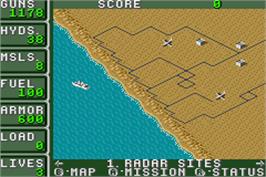 In game image of Desert Strike: Return to the Gulf on the Nintendo Game Boy Advance.