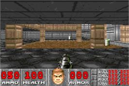 In game image of Doom on the Nintendo Game Boy Advance.