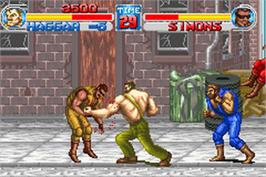 In game image of Final Fight on the Nintendo Game Boy Advance.