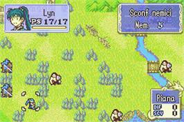 In game image of Fire Emblem: The Sacred Stones on the Nintendo Game Boy Advance.