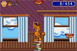 In game image of Garfield: The Search for Pooky on the Nintendo Game Boy Advance.