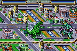 In game image of Godzilla: Domination on the Nintendo Game Boy Advance.