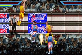 In game image of Harlem Globetrotters: World Tour on the Nintendo Game Boy Advance.